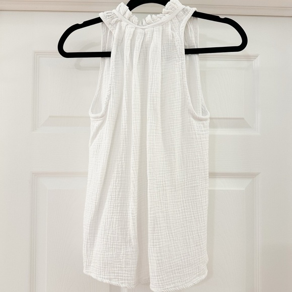 Joie Sleeveless Gauze Ruffle Collar Tie Neck Top White sz XS - Picture 5 of 7